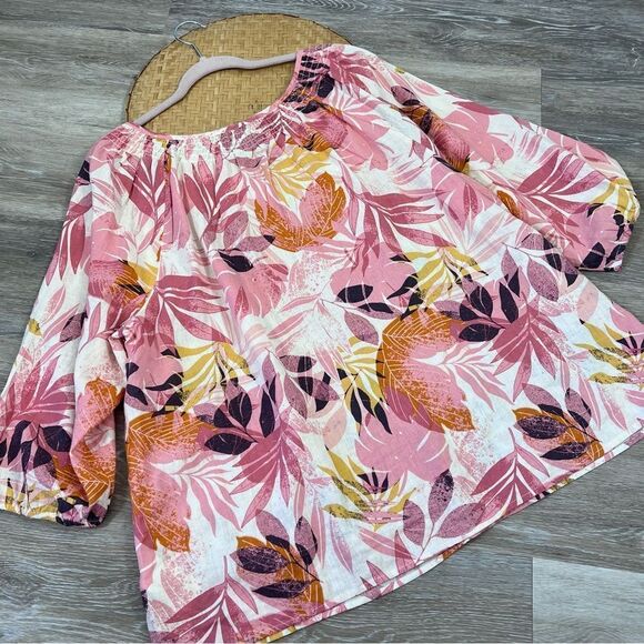 Naturals D&CO linen floral print blouse - Picture 5 of 6